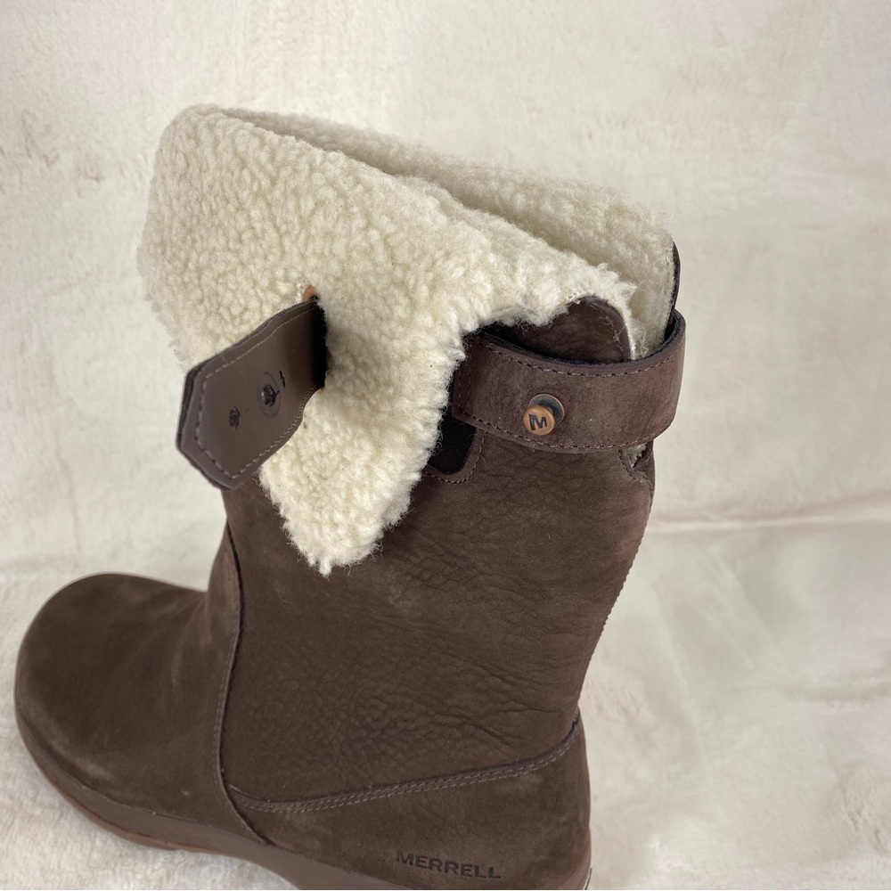NEW Merrell Womens Encore Q2 Leather Espresso Mid-Calf Winter Snow Boots J94904 - Picture 6 of 12